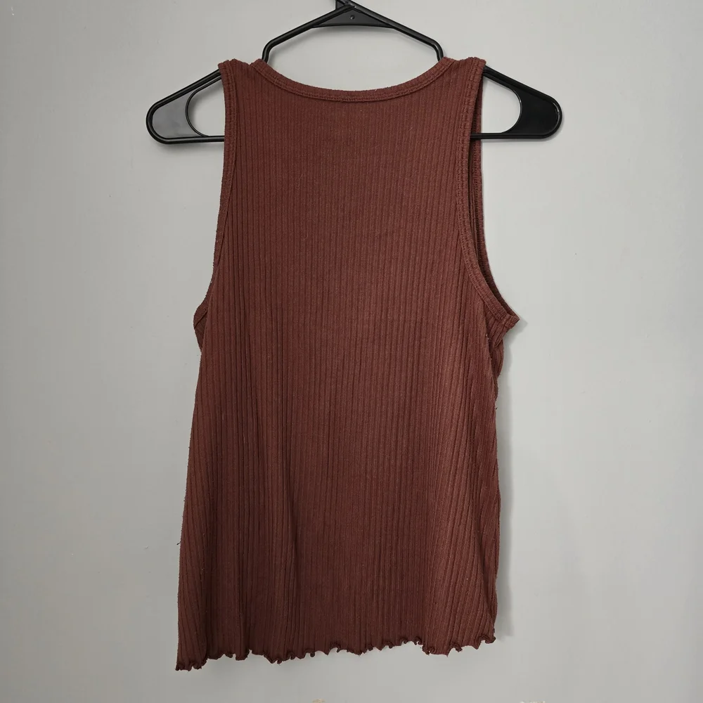 🌟 American Eagle Outfitters Brown Ribbed Tank Top - Picture 3 of 4